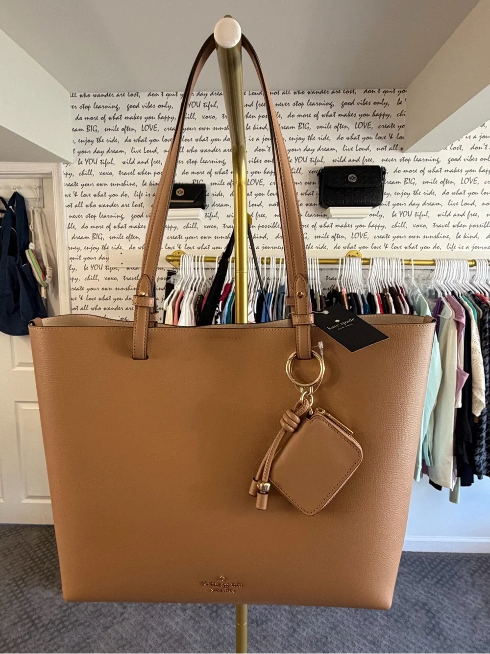 kate spade Tan Leather Tote with Key Pouch